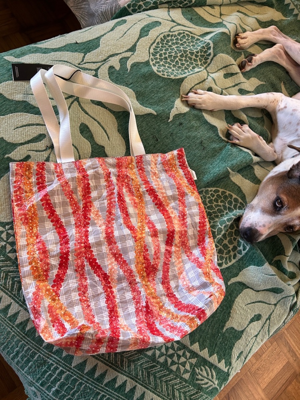 Splash proof Tote Bag Niihau shell lei and palaka  citadine